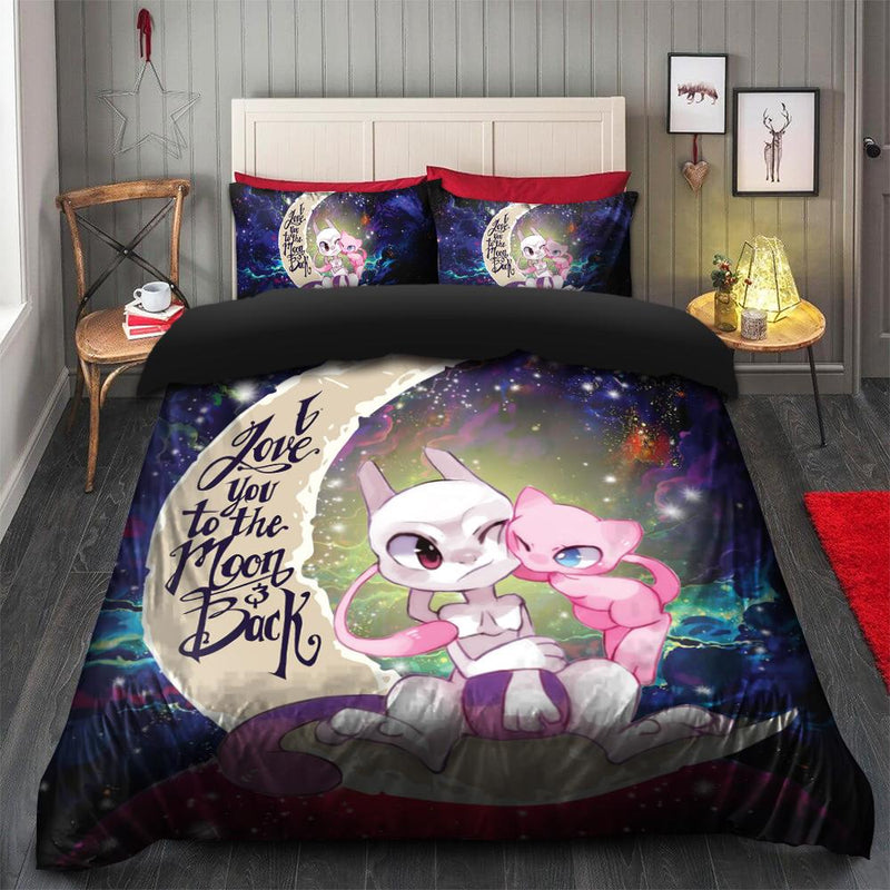 Pokemon Couple Mew Mewtwo Love You To The Moon Galaxy Bedding Set Duvet Cover And 2 Pillowcases Nearkii