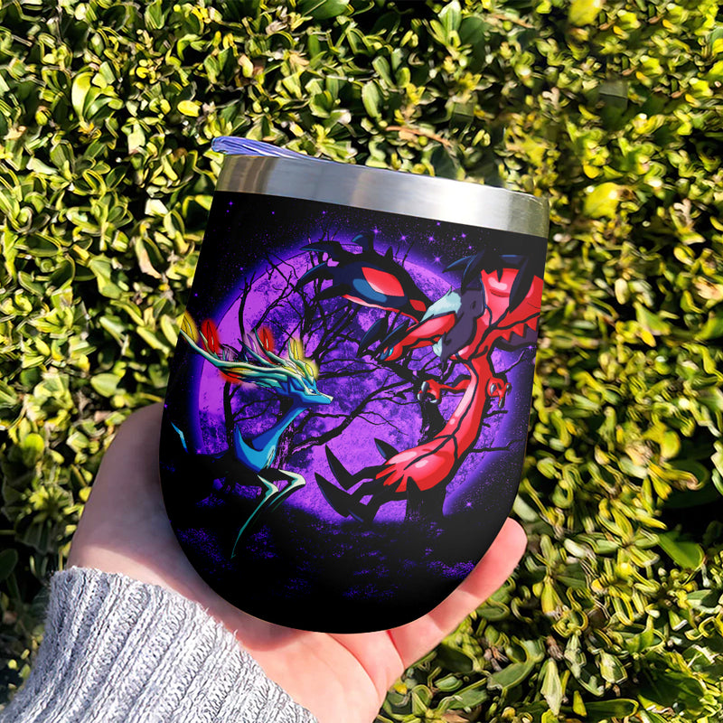Pokemon X Y Yveltal And Xerneas Moonlight Love You To Moon And Back Premium Wine Tumbler Nearkii