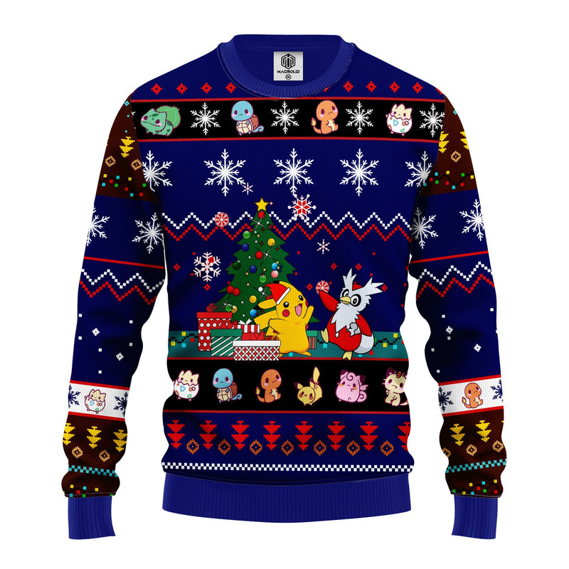 Pokemon Ugly Christmas Sweater Tree Blue 2 Amazing Gift Idea Thanksgiving Gift Nearkii