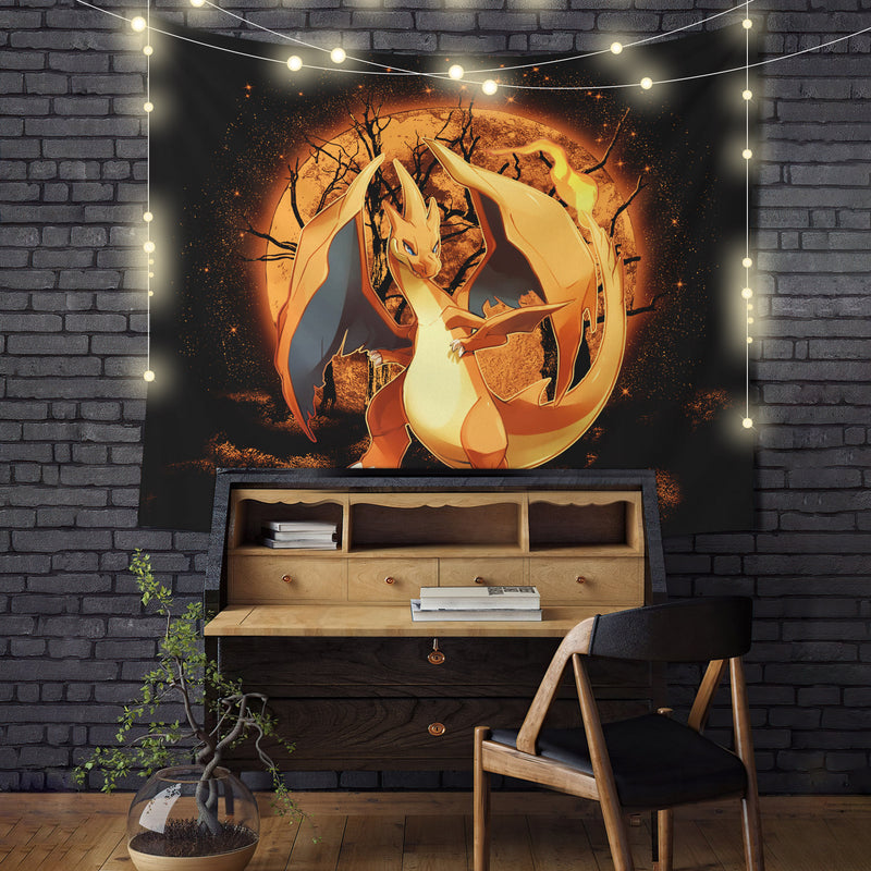 Pokemon Charizard Mega Y Moonlight Tapestry Room Decor Nearkii