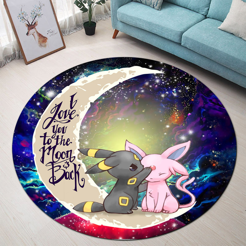 Pokemon Couple Espeon Umbreon Love You To The Moon Galaxy 2 Round Carpet Rug Bedroom Livingroom Home Decor Nearkii