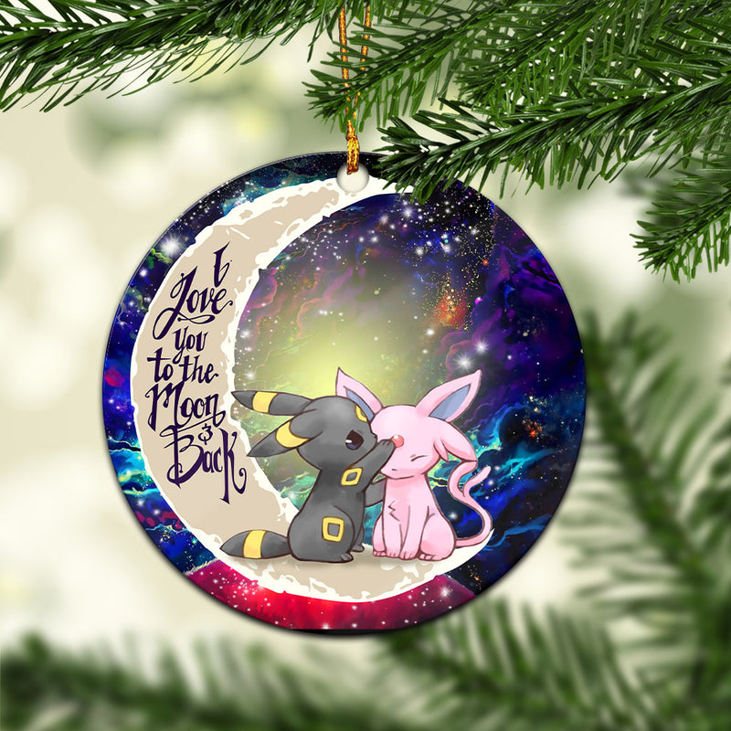 Pokemon Couple Espeon Umbreon Love You To The Moon Galaxy Mica Circle Ornament Perfect Gift For Holiday Nearkii
