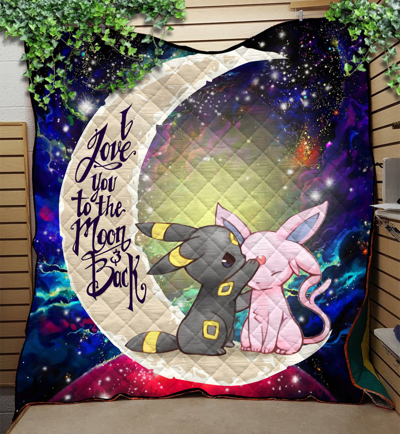 Pokemon Couple Espeon Umbreon Love You To The Moon Galaxy Quilt Blanket Nearkii