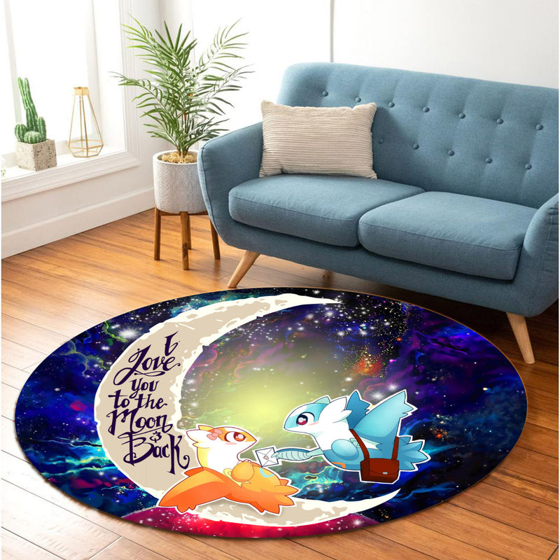 Pokemon Couple Latios Latias Love You To The Moon Galaxy 2 Round Carpet Rug Bedroom Livingroom Home Decor Nearkii