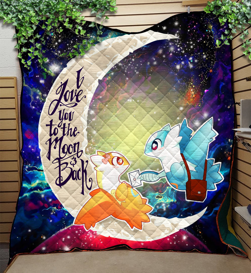 Pokemon Couple Latios Latias Love You To The Moon Galaxy Quilt Blanket Nearkii