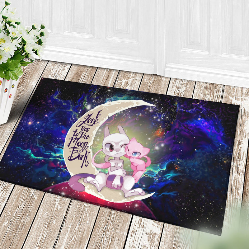 Pokemon Couple Mew Mewtwo Love You To The Moon Galaxy Back Doormat Home Decor Nearkii