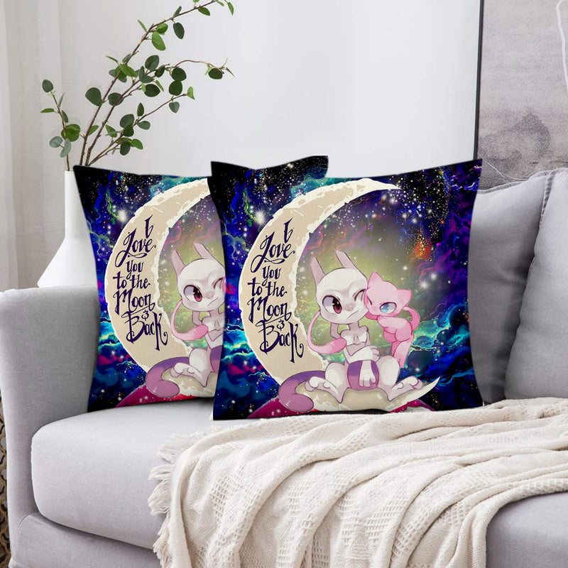 Pokemon Couple Mew Mewtwo Love You To The Moon Galaxy Pillowcase Room Decor Nearkii
