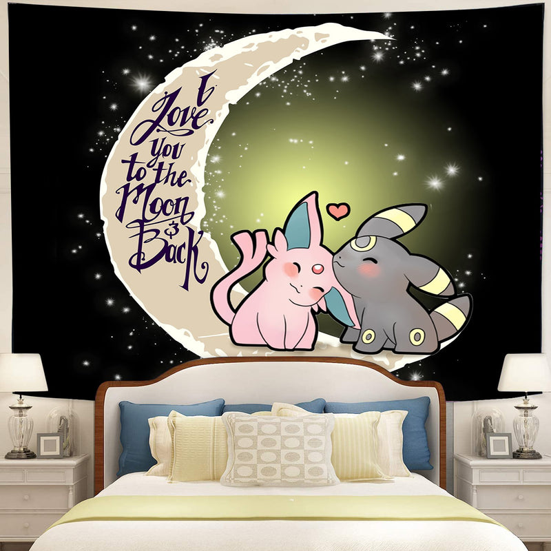 Pokemon Espeon Umbreon Couple Love You To The Moon Tapestry Room Decor Nearkii