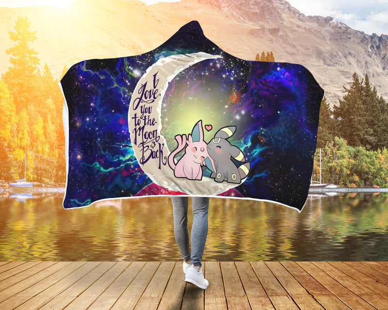 Pokemon Espeon Umbreon Love You To The Moon Galaxy Economy Hooded Blanket Nearkii