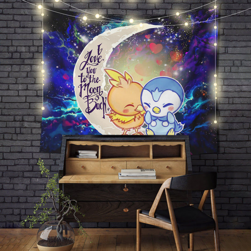 Pokemon Torchic Piplup Love You To The Moon Galaxy Tapestry Room Decor Nearkii
