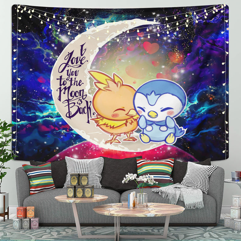 Pokemon Torchic Piplup Love You To The Moon Galaxy Tapestry Room Decor Nearkii