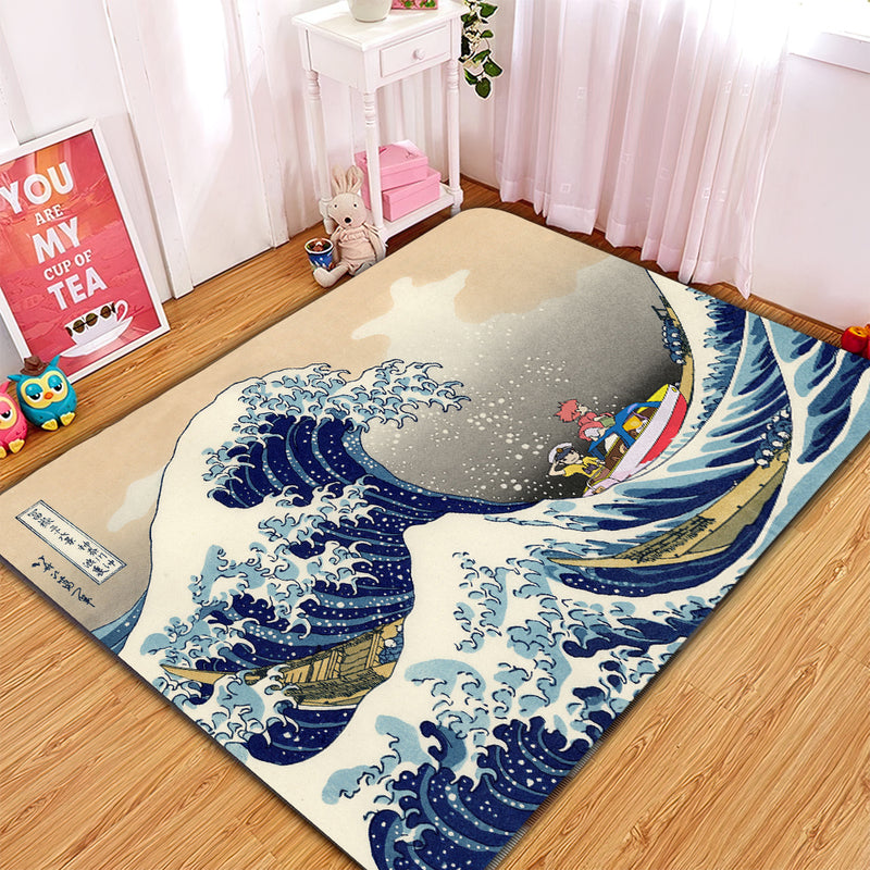 Ponyo On The Cliff By The Sea The Great Wave Ghibli Japan Carpet Rug Home Room Decor