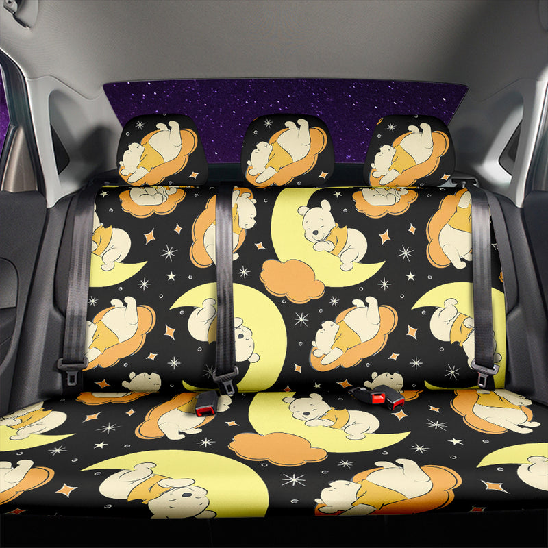 Pooh With Moon Yellow Car Back Seat Covers Decor Protectors Nearkii