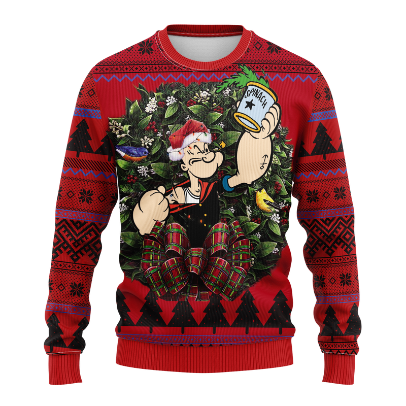 Popeye Holding Spinach Can Noel Mc Ugly Christmas Sweater Thanksgiving Gift Nearkii