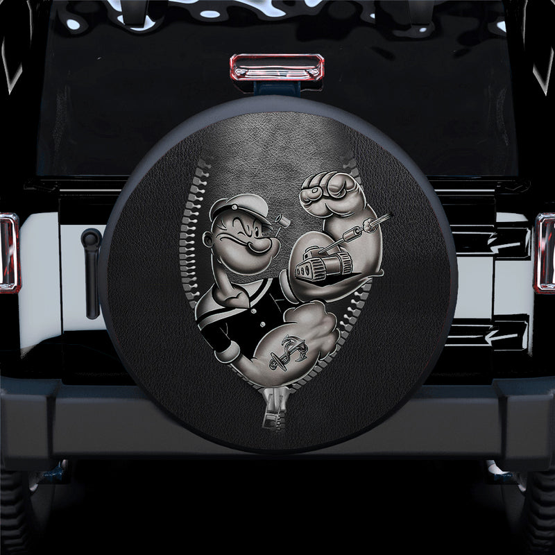 Popeye's Power From Spinach Zipper Car Spare Tire Covers Gift For Campers Nearkii