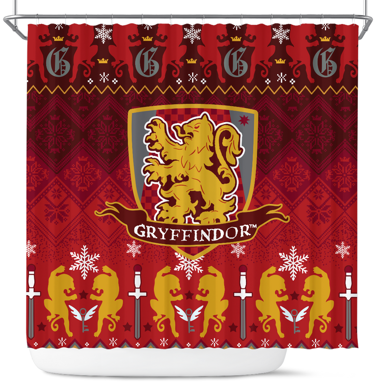 Premium Gryffindor Harry Potter Christmas Shower Curtain Nearkii