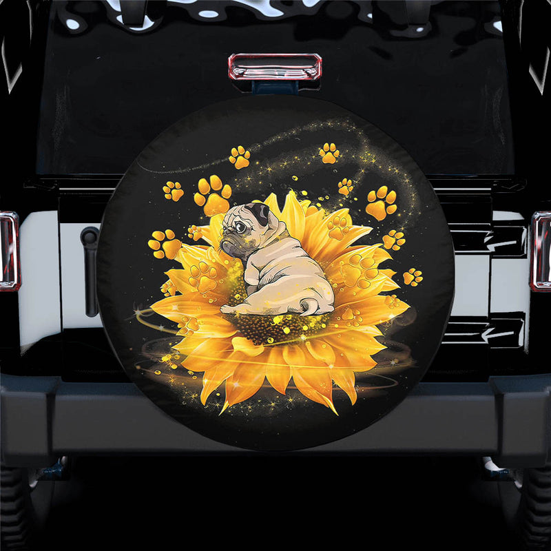 Pug Sunflower Spare Tire Cover Gift For Campers Nearkii