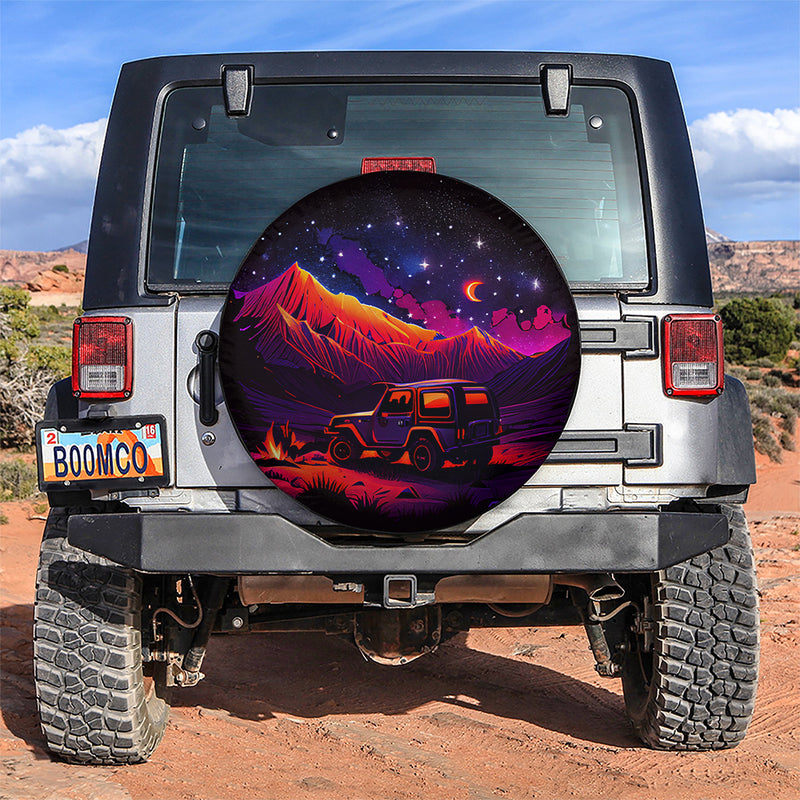 Jeep Night Sky Full Of Star Mountains Car Spare Tire Covers Gift For Campers