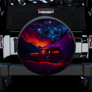 Colorful Big Moon Mountains Jeep Adventure Car Spare Tire Cover