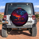 Colorful Big Moon Mountains Jeep Adventure Car Spare Tire Cover