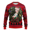 Queen Elsa Wearing Green Dress Noel Mc Ugly Christmas Sweater Thanksgiving Gift Nearkii