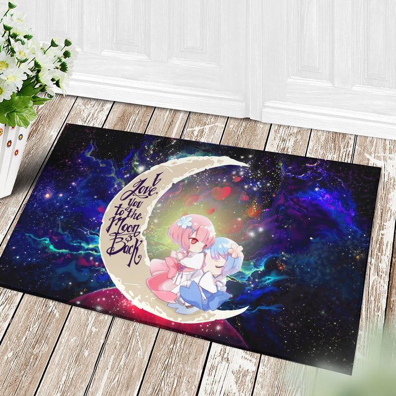 Ram And Rem Re Zero Love You To The Moon Galaxy Back Doormat Home Decor Nearkii