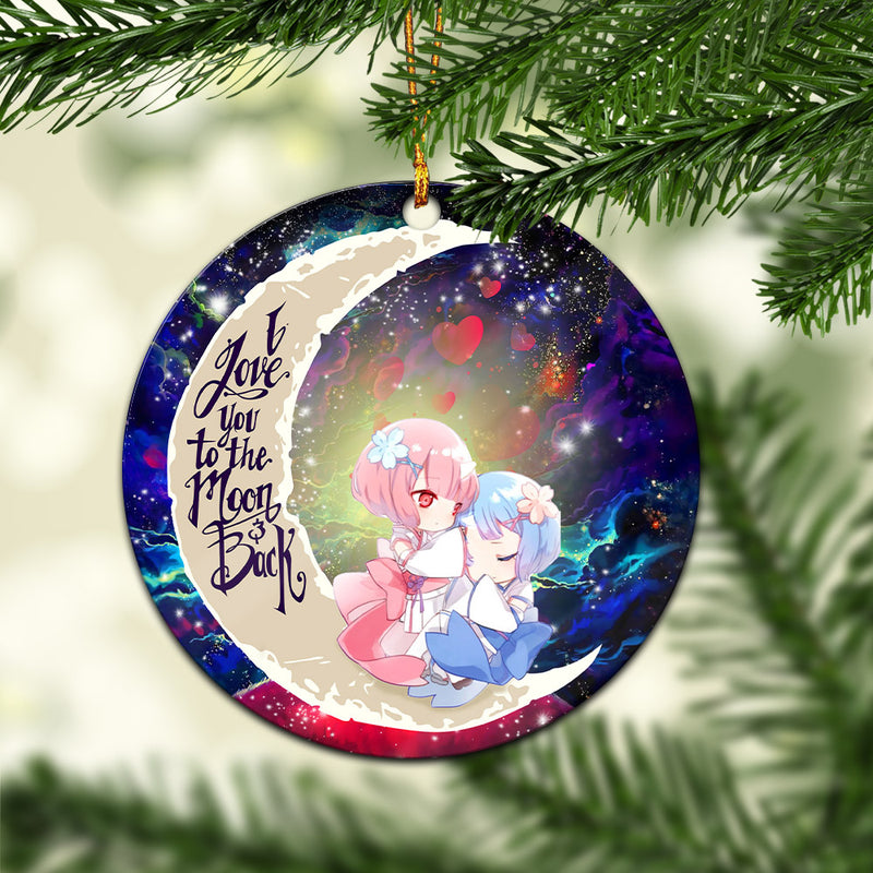 Ram And Rem Rezero Love You To The Moon Galaxy Mica Circle Ornament Perfect Gift For Holiday Nearkii
