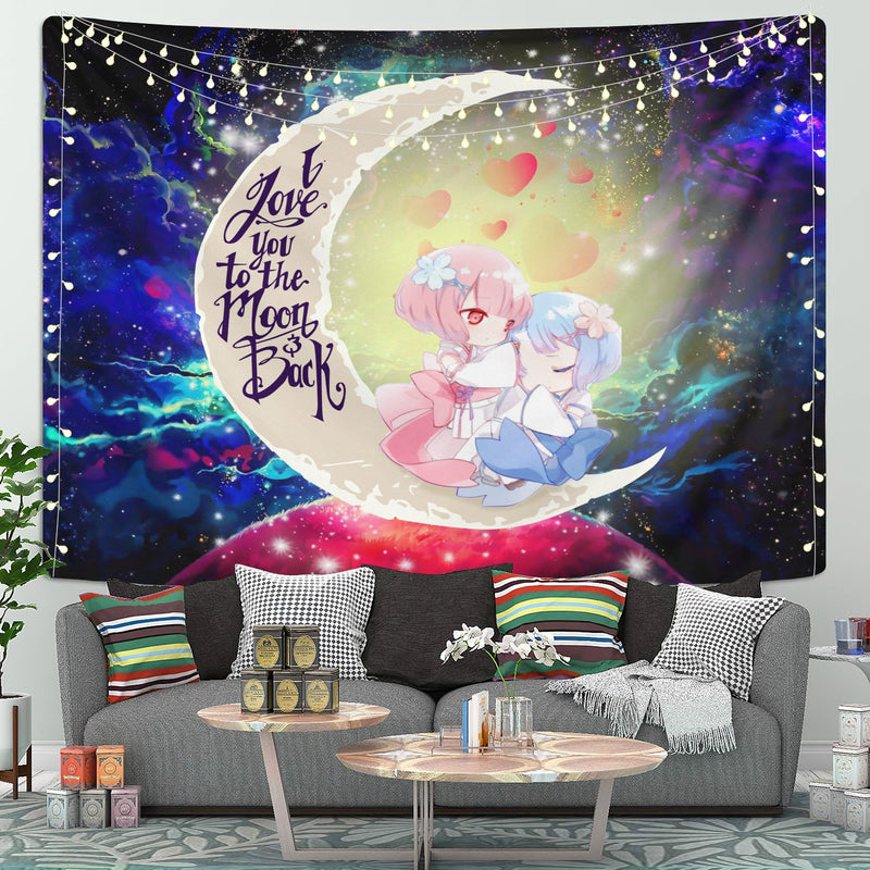 Ram And Rem Rezero Moon And Back Galaxy Tapestry Room Decor Nearkii