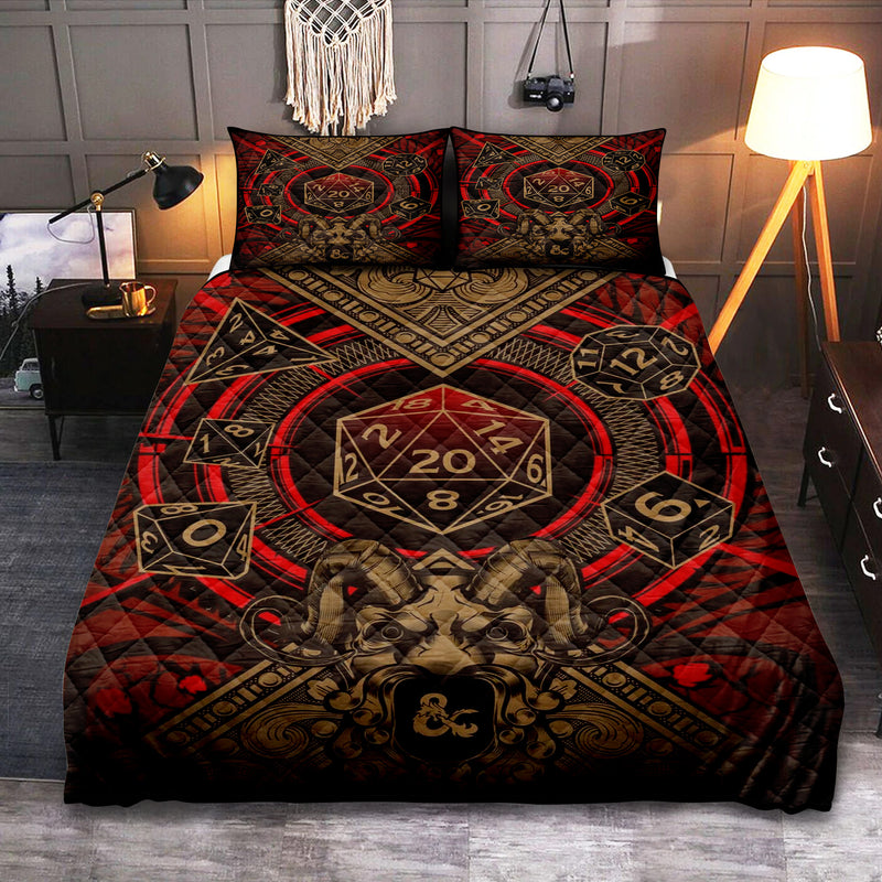 Red Dungeons & Dragons Roll For Initiative Quilt Bed Sets Nearkii