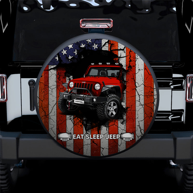 Red Jeep American Flag Car Spare Tire Covers Gift For Campers Nearkii