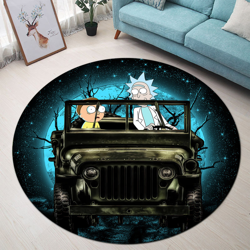 Rick And Morty Moonlight Halloween Round Carpet Rug Bedroom Livingroom Home Decor Nearkii
