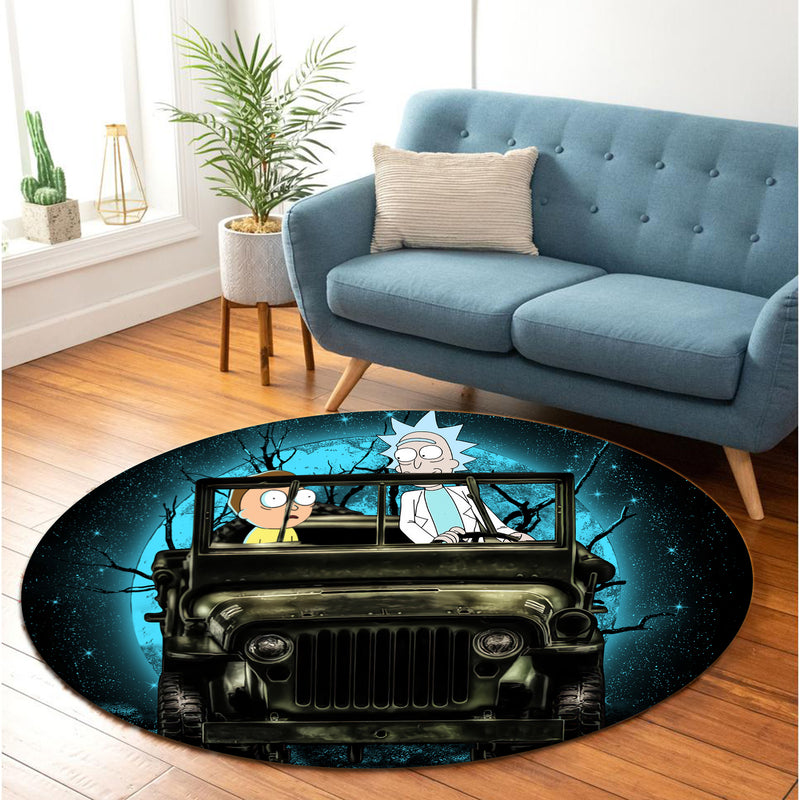 Rick And Morty Moonlight Halloween Round Carpet Rug Bedroom Livingroom Home Decor Nearkii