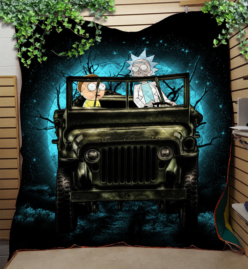 Rick And Morty Funny Moonlight Halloween Quilt Blanket Nearkii