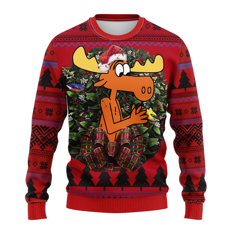 Rocky And Bullwinkle Noel Mc Ugly Christmas Sweater Thanksgiving Gift Nearkii