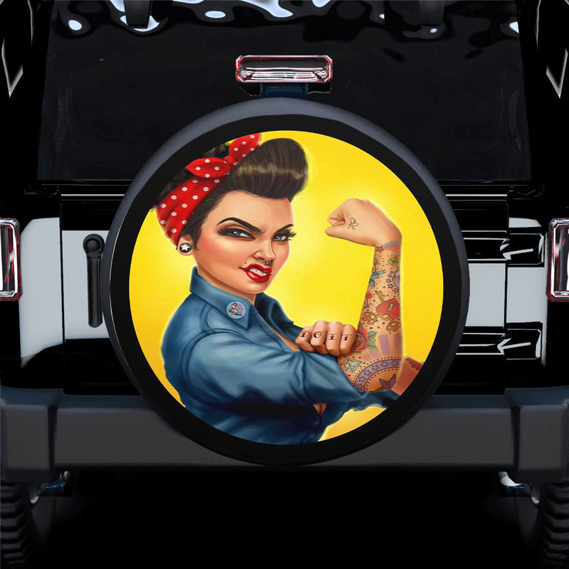 Rosie the Riveter With Tattoos Spare Tire Covers Gift For Campers Nearkii