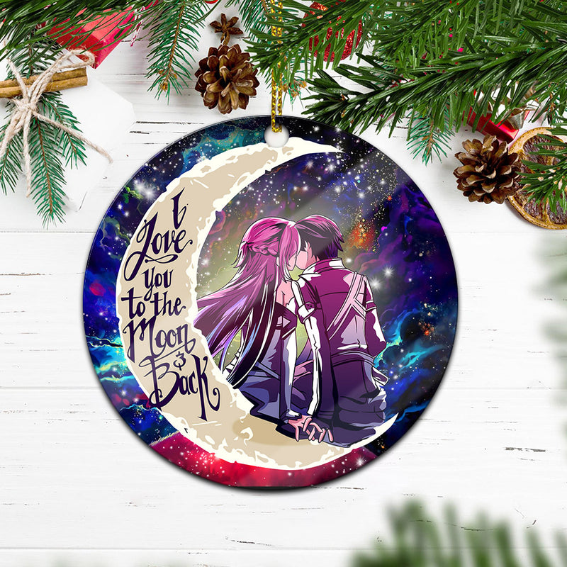 SAO Sword Art Online Asuna Kirito Love You To The Moon Galaxy Mica Circle Ornament Perfect Gift For Holiday Nearkii