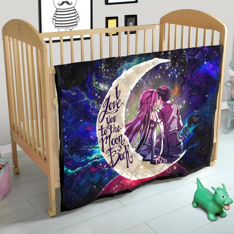 SAO Sword Art Online Asuna Kirito Love You To The Moon Galaxy Quilt Blanket Nearkii