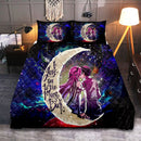 SAO Sword Art Online Asuna Kirito Love You To The Moon Galaxy Quilt Bed Sets Nearkii