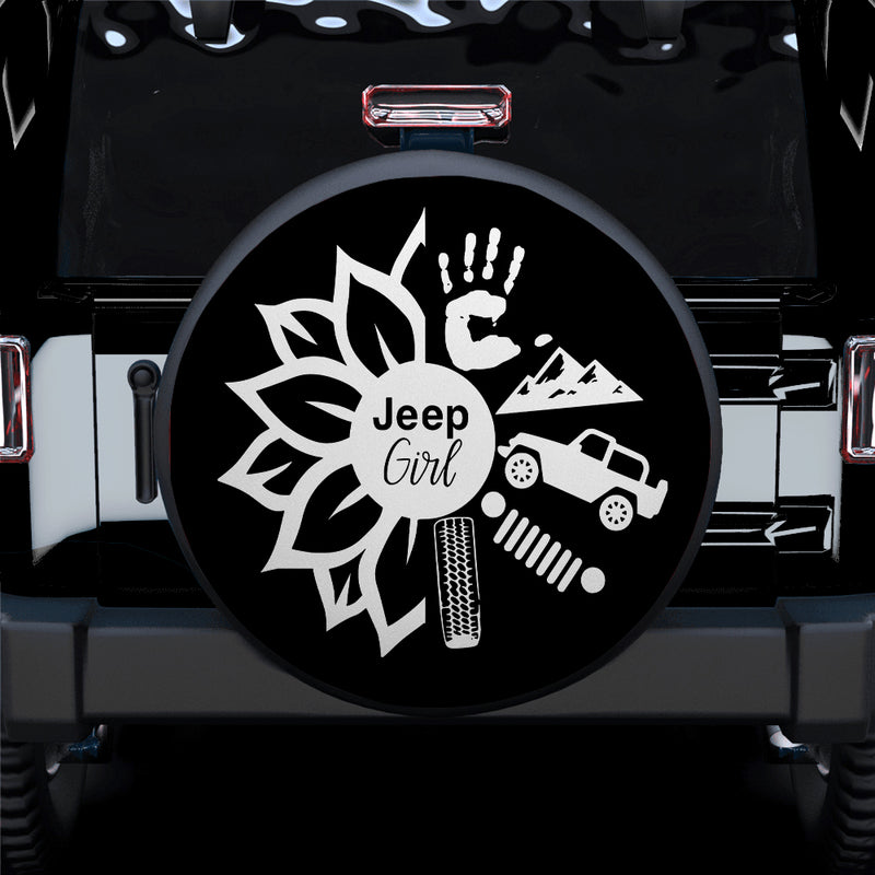 Sunflower Jeep Girl Car Spare Tire Covers Gift For Campers Nearkii