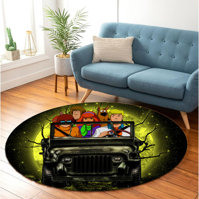 Scooby Doo Moonlight Halloween Round Carpet Rug Bedroom Livingroom Home Decor Nearkii