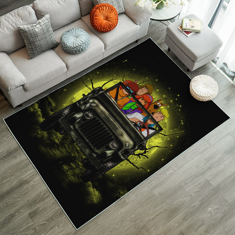 Scooby Doo Ride Jeep Funny Anime Moonlight Rug Carpet Rug Home Room Decor Nearkii