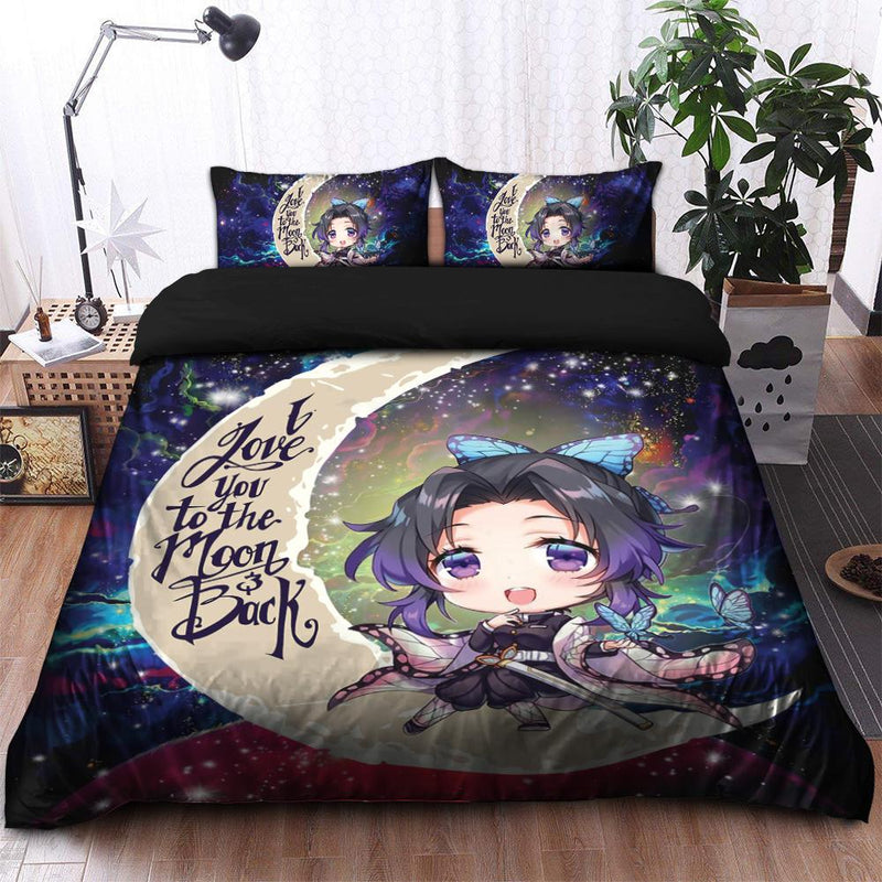 Shinobu demon slayer Love You To The Moon Bedding Set Duvet Cover And 2 Pillowcases Nearkii
