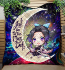 Shinobu Demon Slayer Love You To The Moon Galaxy Quilt Blanket Nearkii