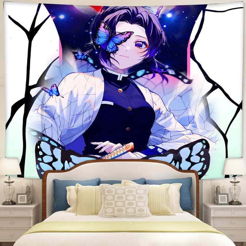 Shinobu Sky Demon Slayer Butterfly Tapestry Room Decor Nearkii
