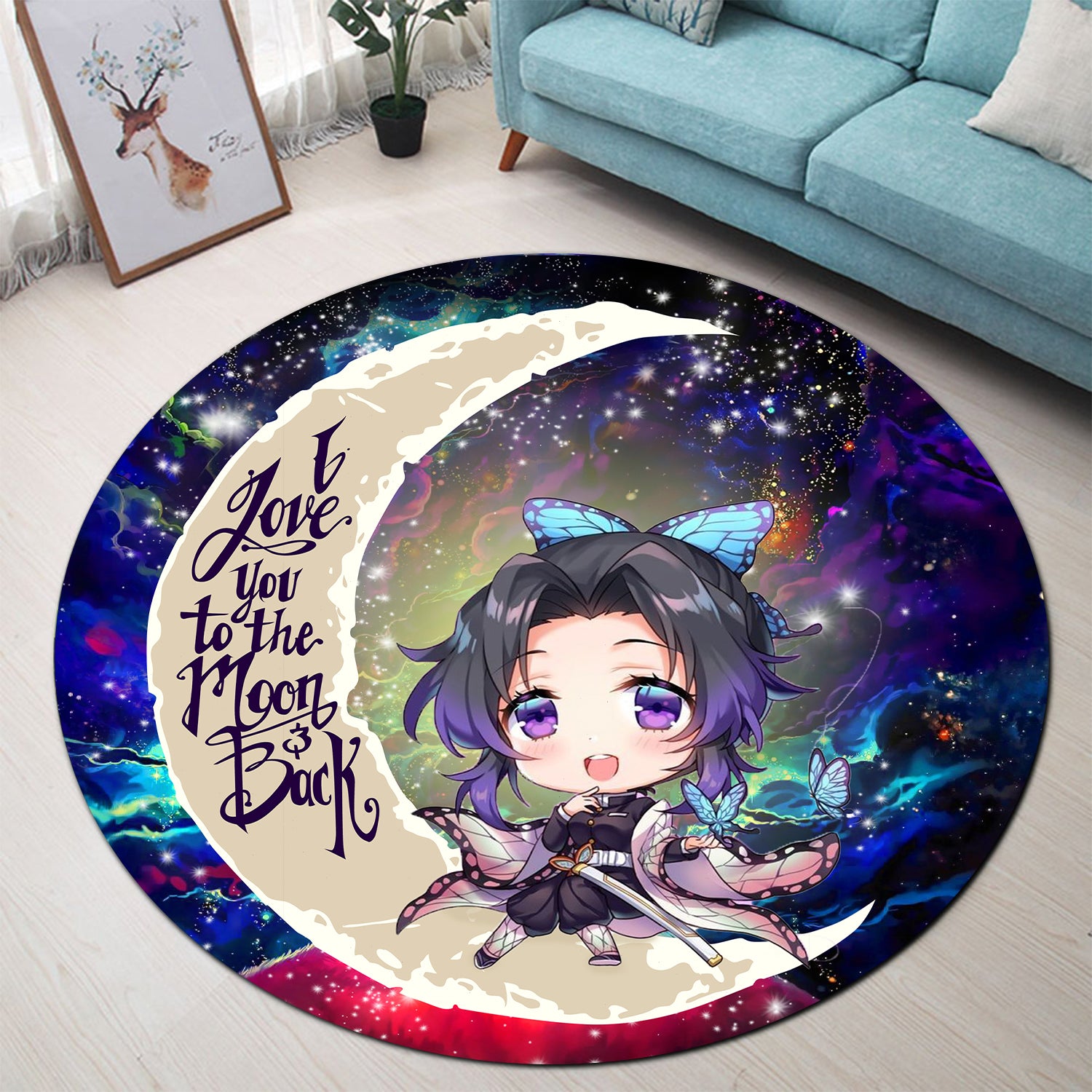 Shinobu Demon Slayer Love You To The Moon Galaxy Round Rug