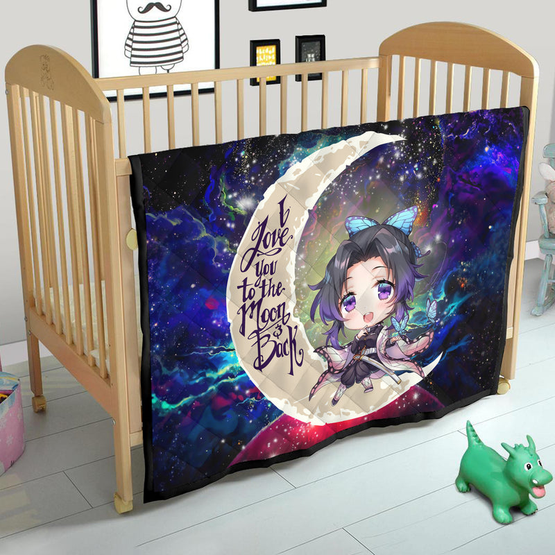 Shinobu Demon Slayer Love You To The Moon Galaxy Quilt Blanket Nearkii