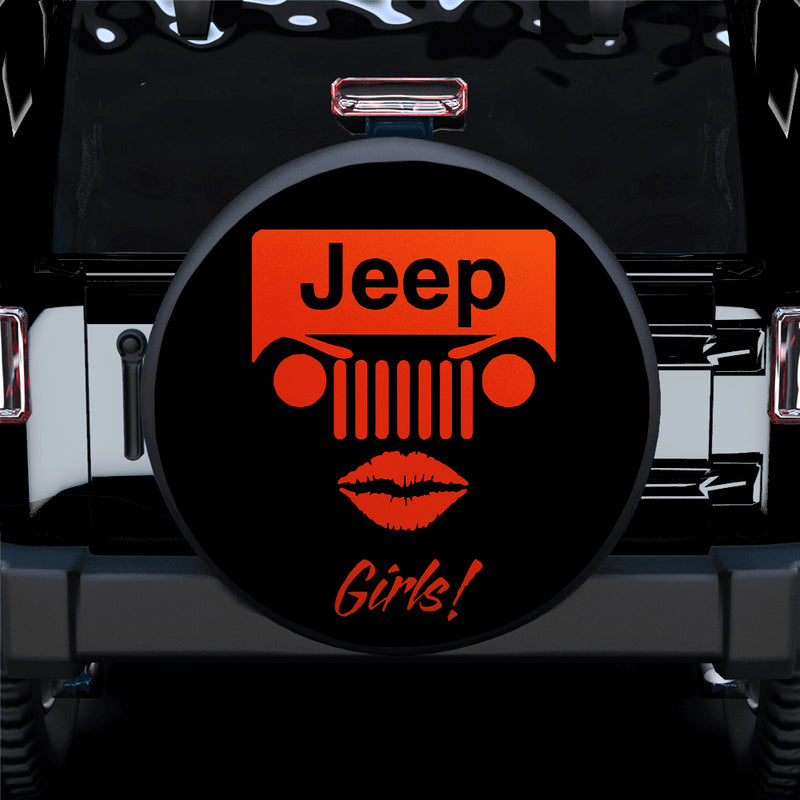 Jeep Girl Orange Car Spare Tire Covers Gift For Campers Nearkii