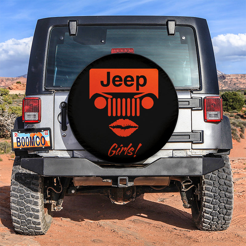Jeep Girl Orange Car Spare Tire Covers Gift For Campers Nearkii