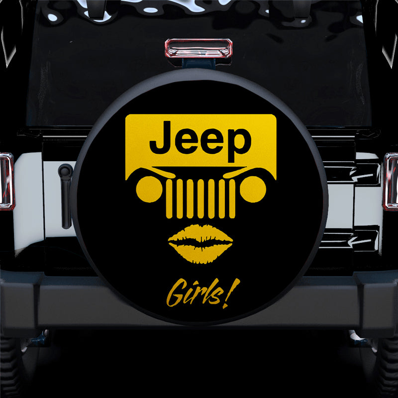 Jeep Girl Yellow Car Spare Tire Covers Gift For Campers Nearkii