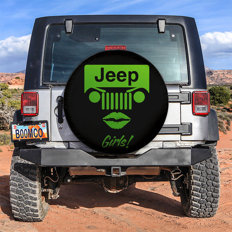 Green Jeep Girl Car Spare Tire Covers Gift For Campers Nearkii